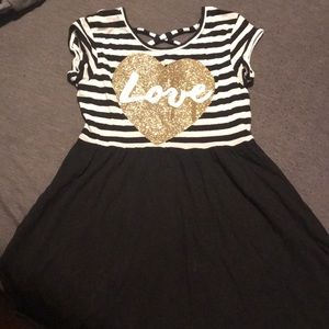 Girls black and striped love dress